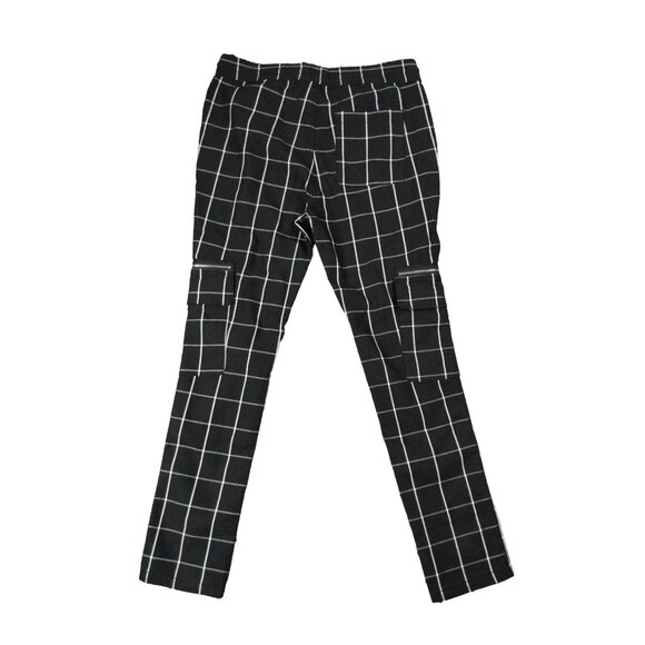 HOT TOPIC Grid Cargo Jogger Pants Mens XL Black White Checkered Goth Grunge NEW - Picture 3 of 8